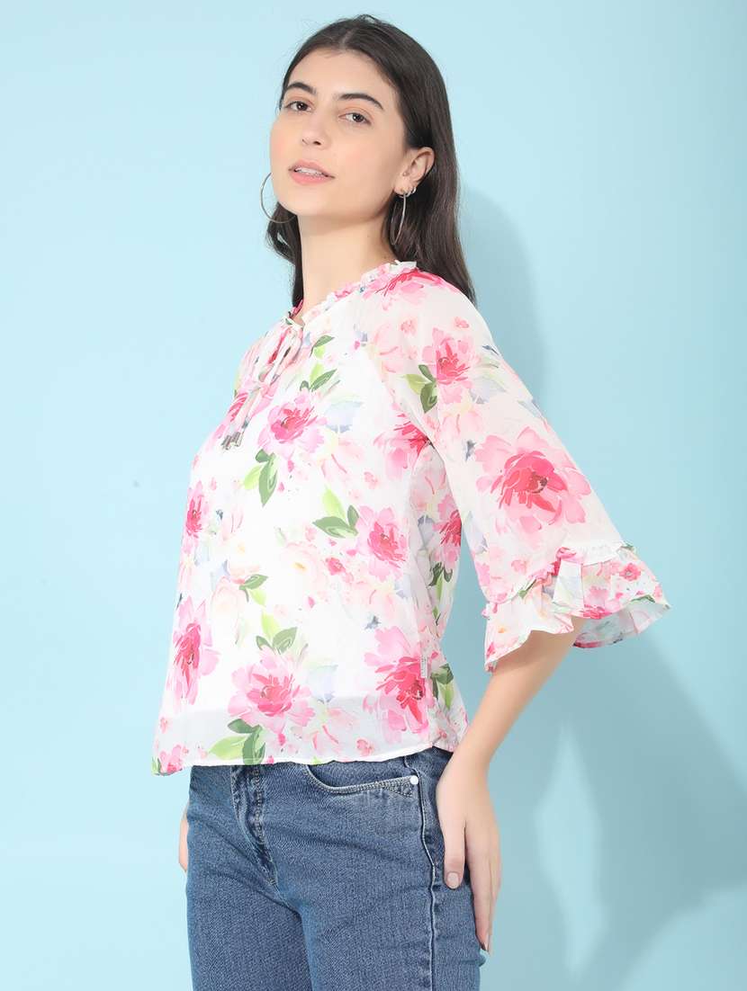 white floral printed regular top - 21400303 -  Standard Image - 2