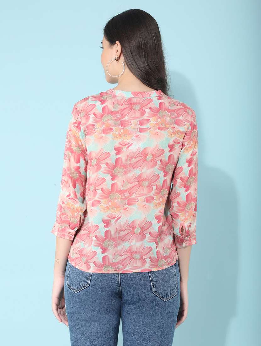 women pink polyester regular top - 21400304 -  Standard Image - 2