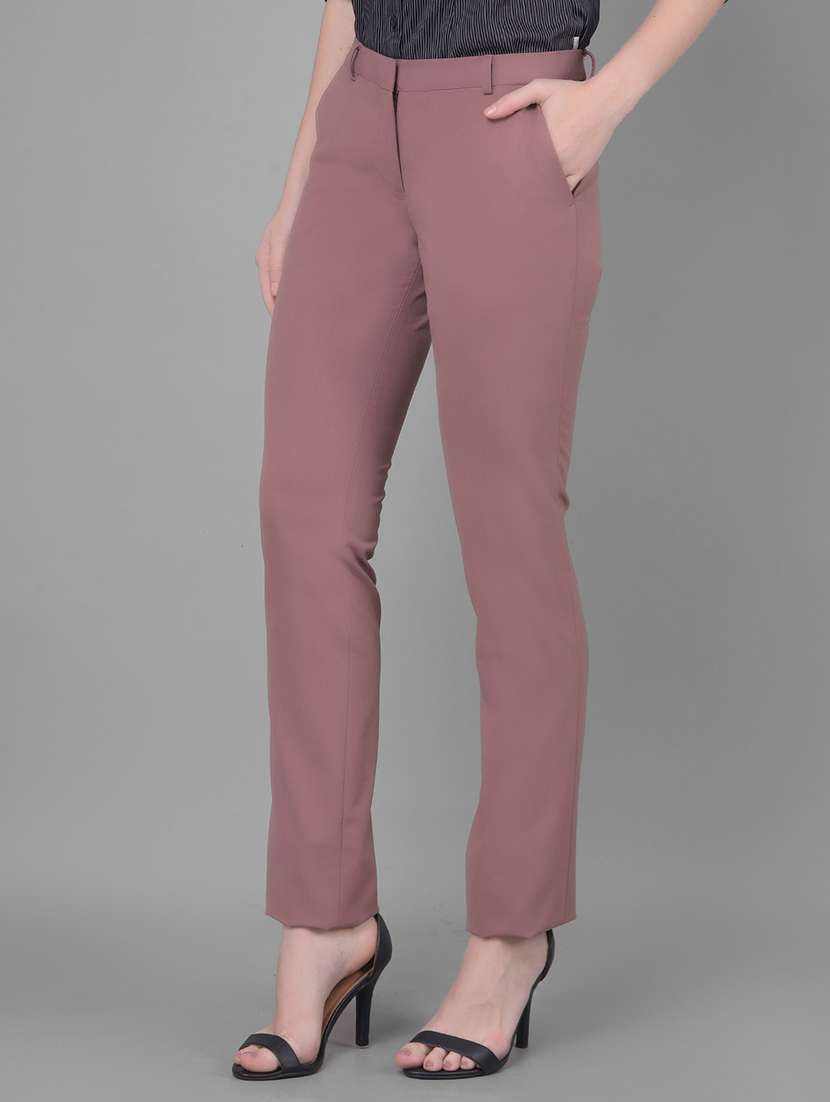 peach solid chinos trouser - 21400309 -  Standard Image - 2