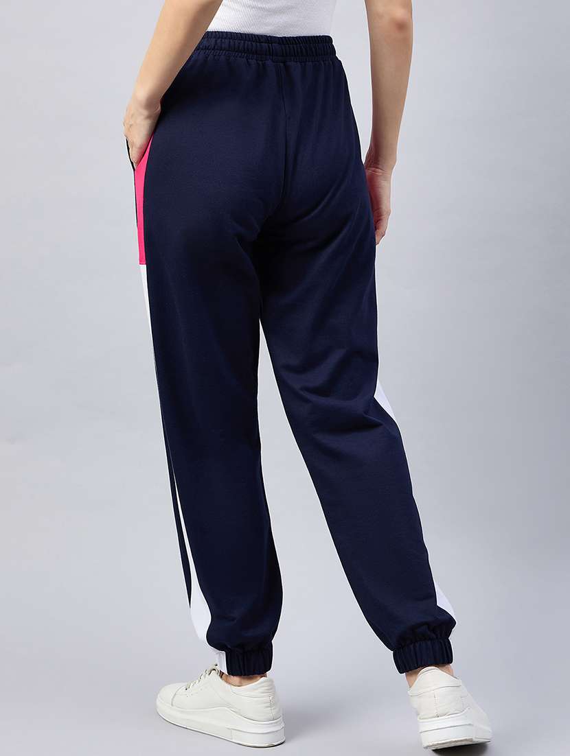 women navy blue cotton blend jogger - 21400329 - Standard Image - 2