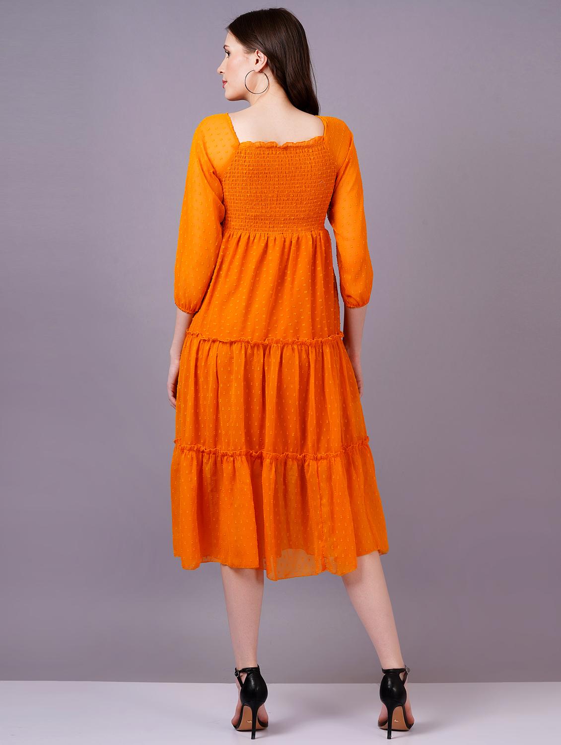 women square neck self-designed tiered dress - 21400352 - Standard Image - 2
