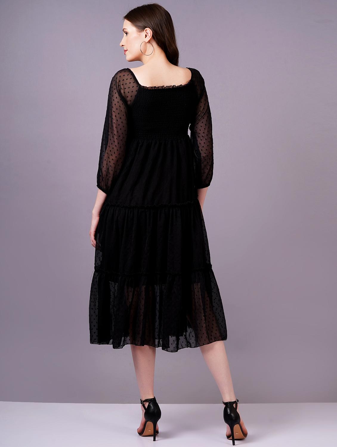 women square neck self-designed tiered dress - 21400353 - Standard Image - 2