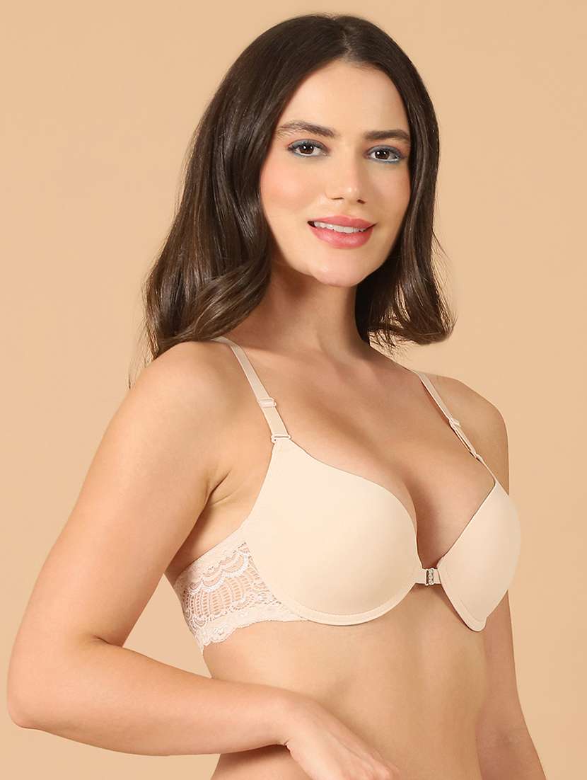 beige solid push up bra - 21400433 -  Standard Image - 2