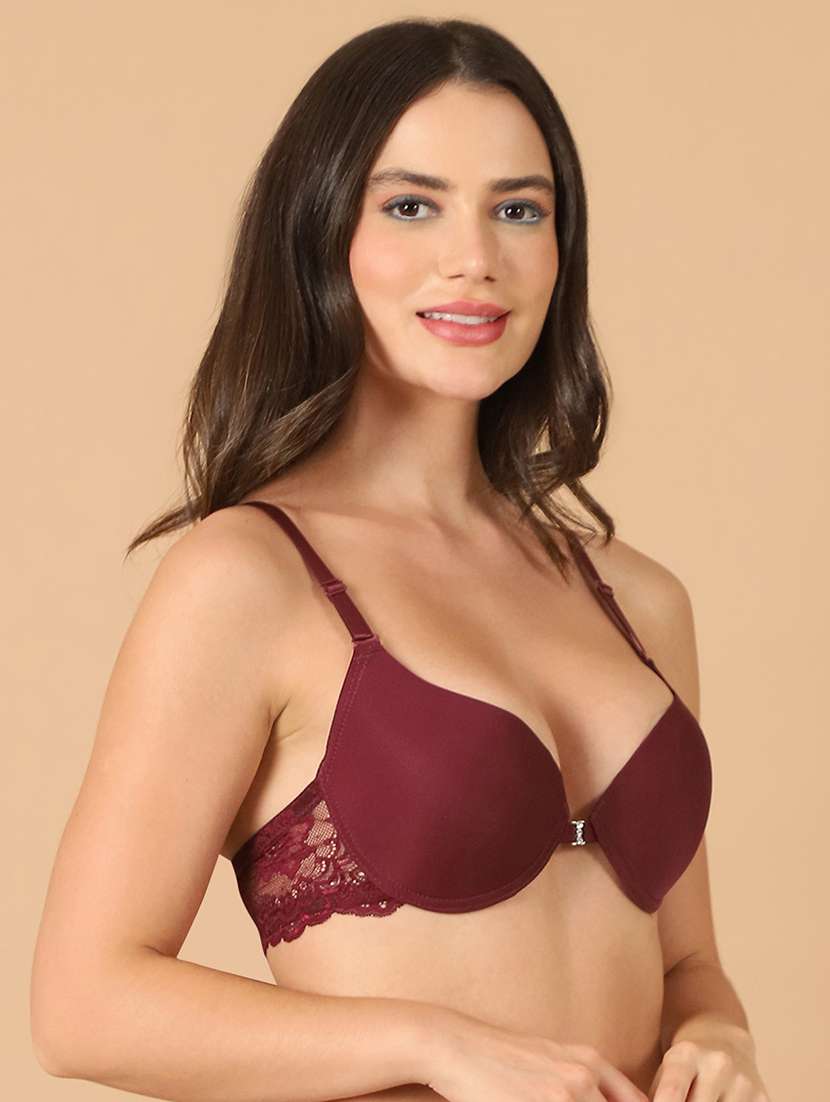 burgundy solid push up bra - 21400435 -  Standard Image - 2