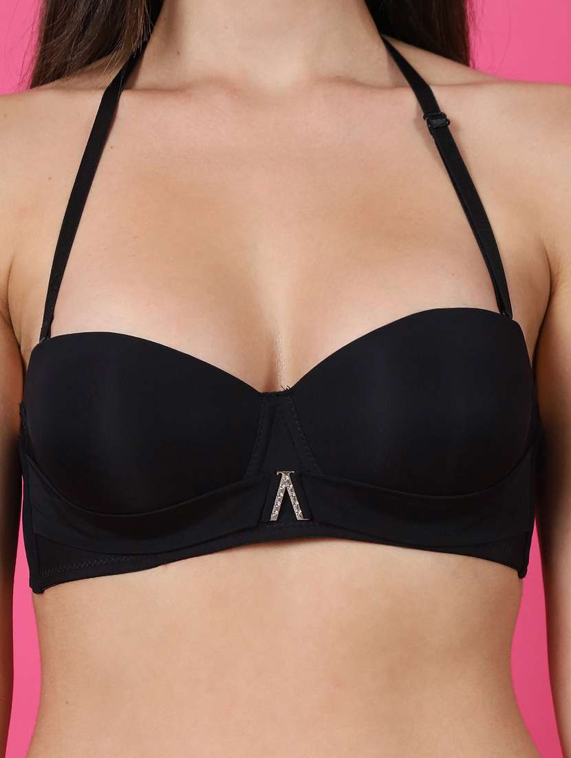 black solid balconette bra - 21400437 -  Standard Image - 7