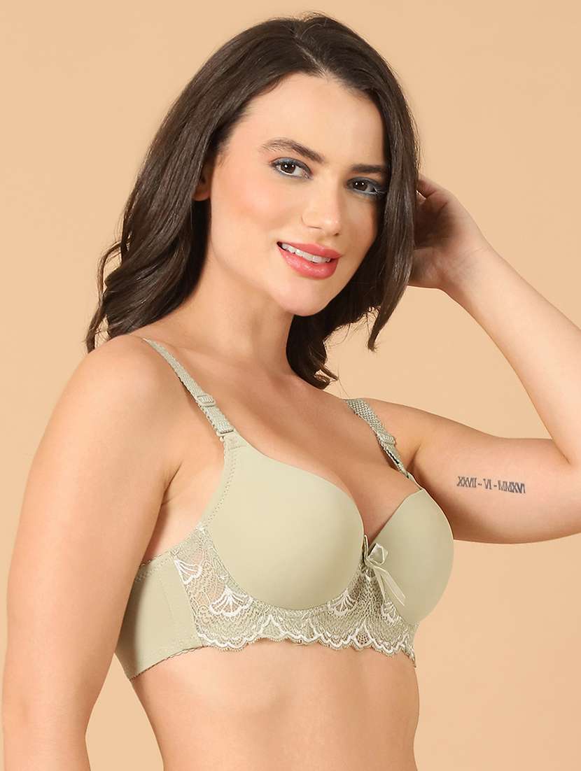 sea green lace work push up bra - 21400475 -  Standard Image - 2