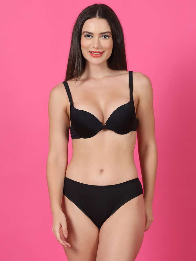 women solid bras and panty set