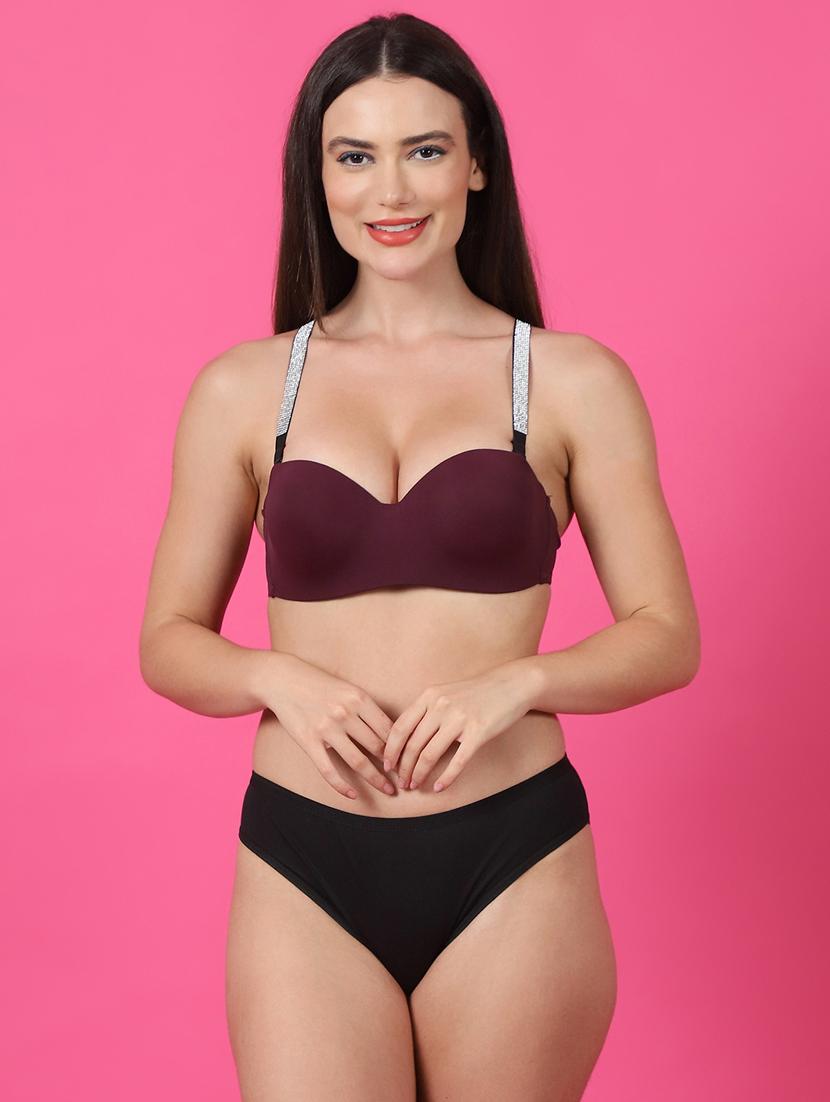 burgundy bra and panty set - 21400506 - Zoom Image - 0
