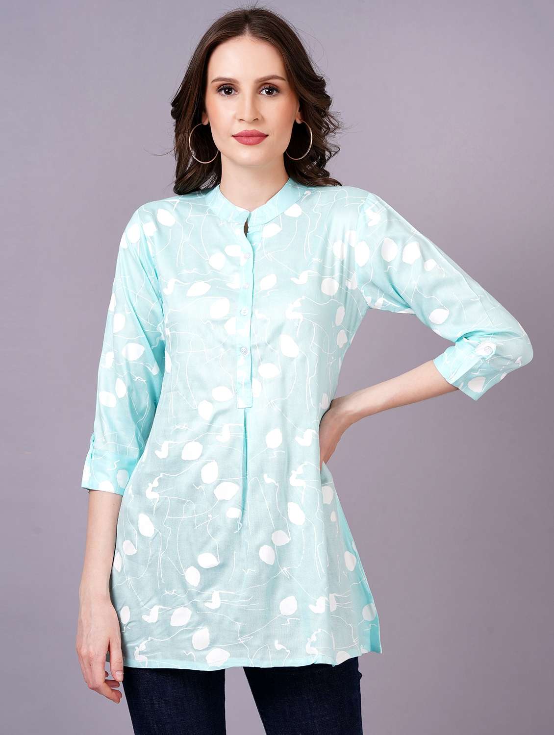 women three quarter sleeve straight kurti - 21400619 - Zoom Image - 0