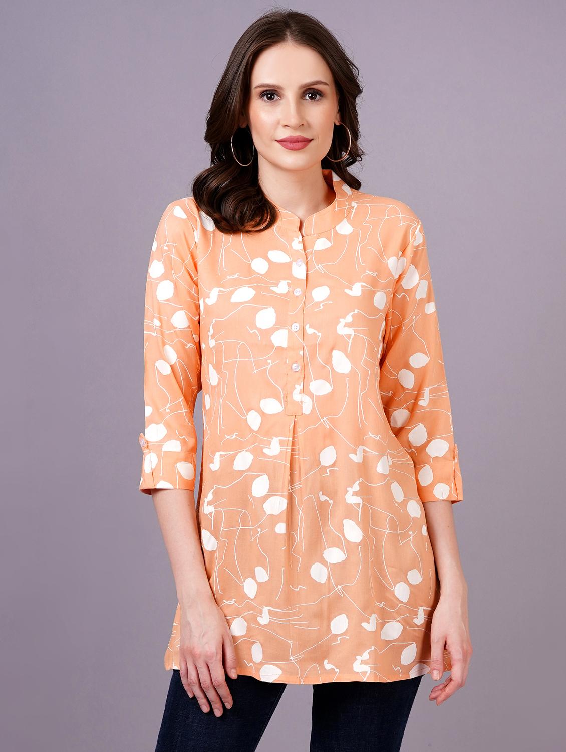 women orange viscose straight kurti - 21400622 -  Zoom Image - 0