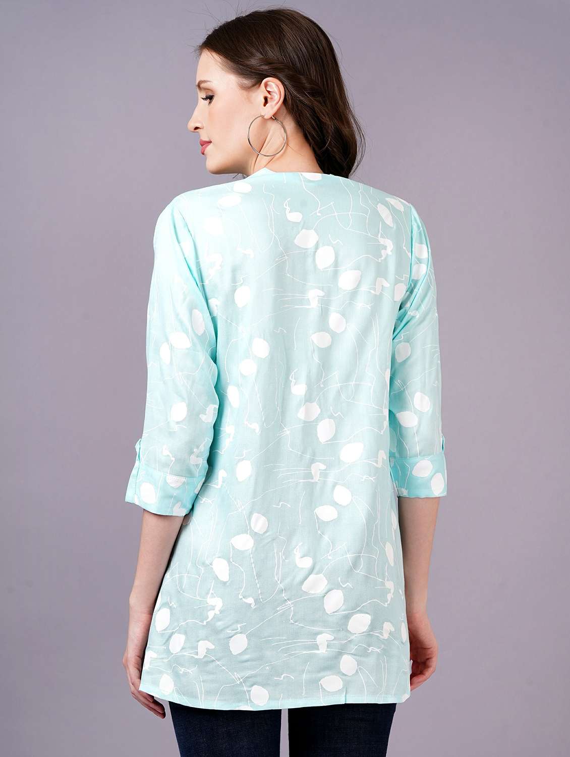 women printed three quarter sleeve ethnic top - 21400629 -  Standard Image - 2
