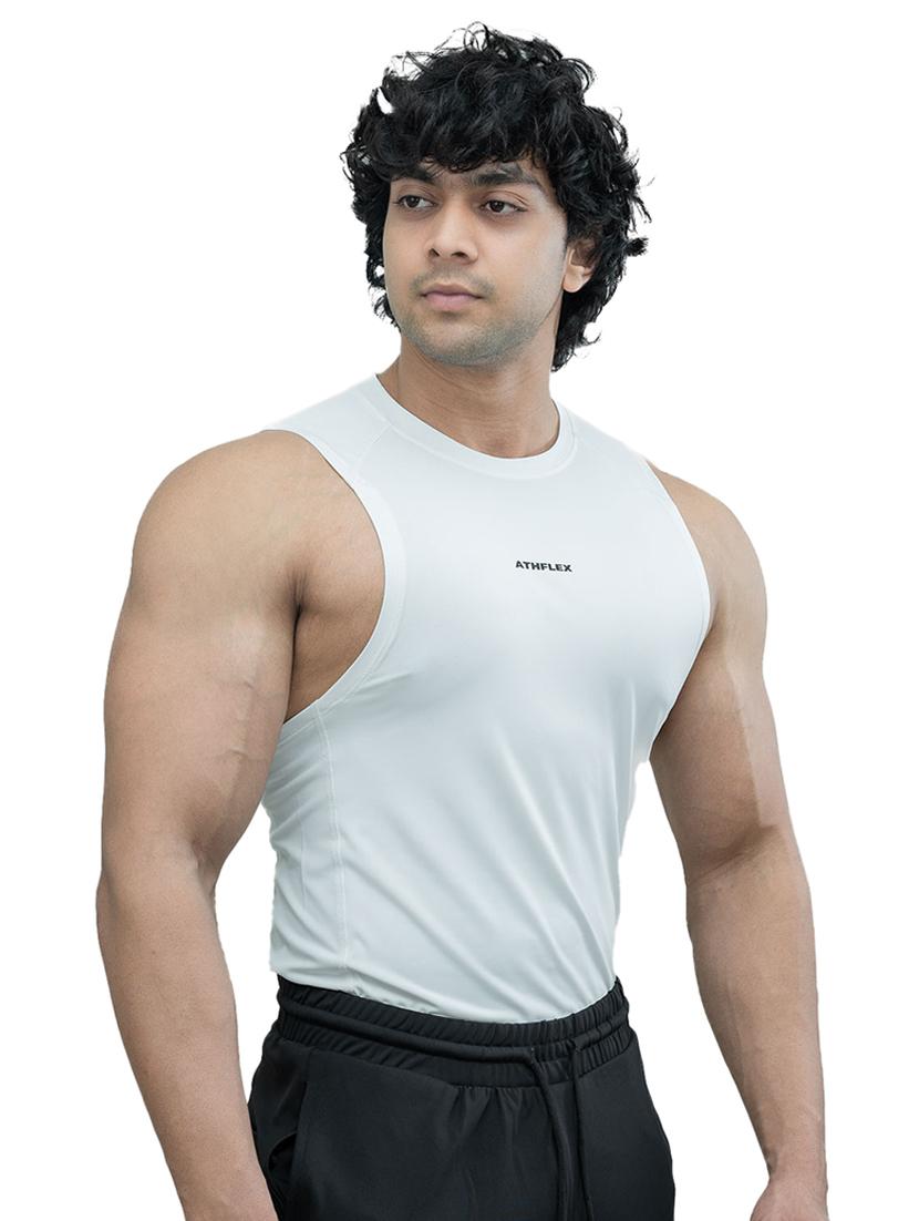 men solid sleeveless active wear t-shirt - 21401577 - Standard Image - 2