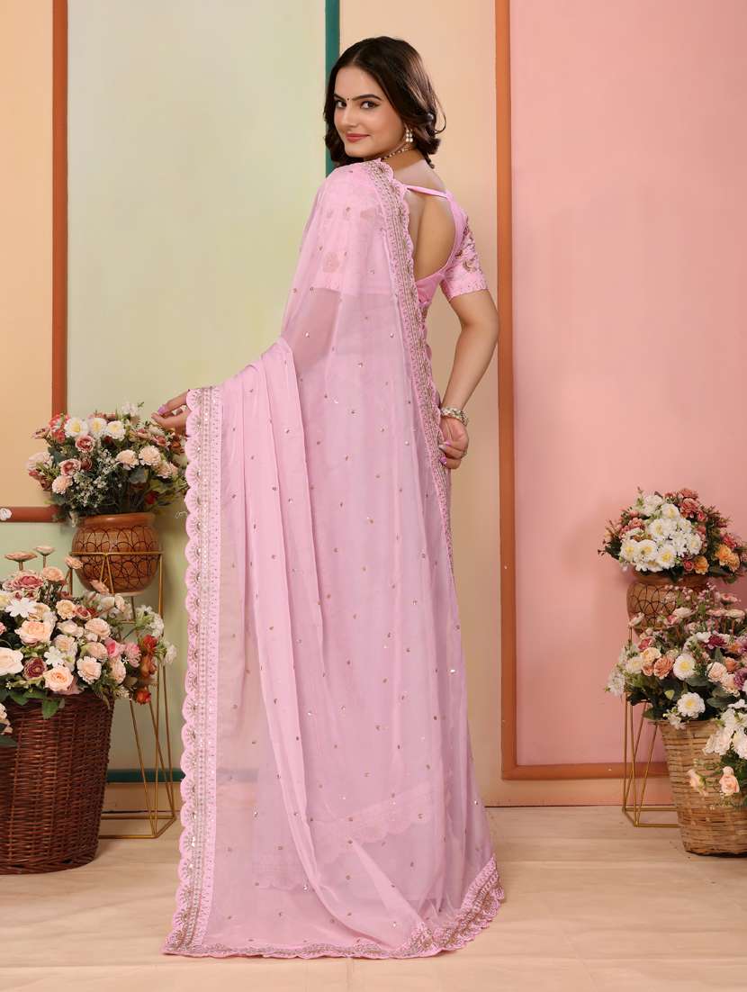 women pink embroidered saree with blouse - 21401752 -  Standard Image - 2
