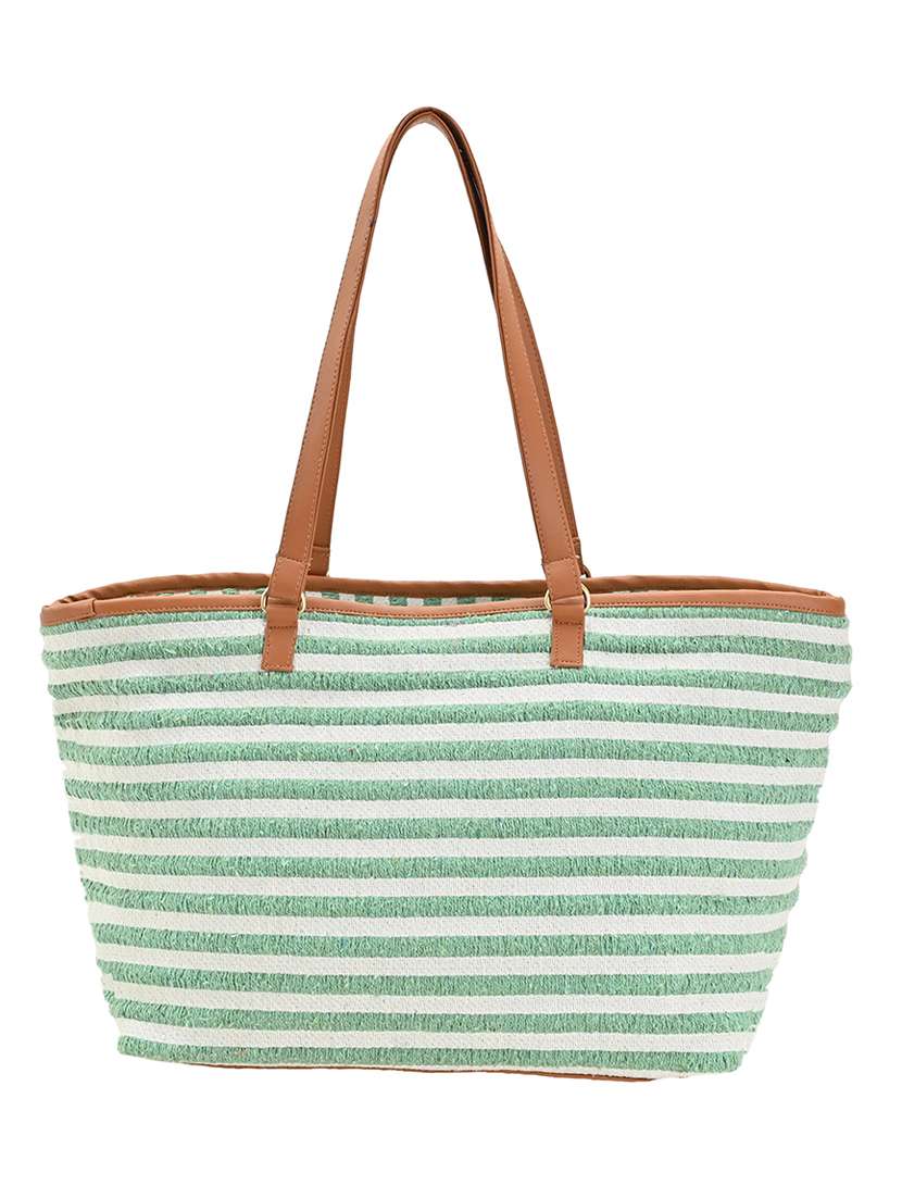green cotton messenger tote bag