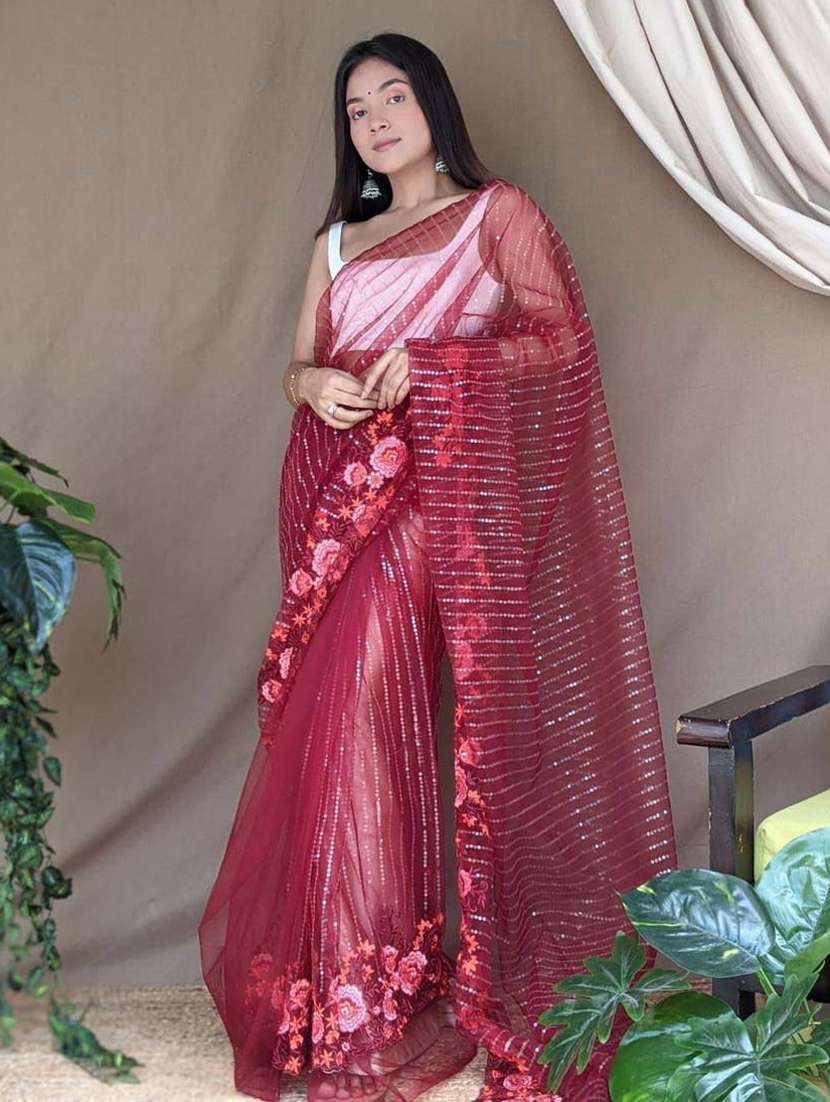 women embroidered saree