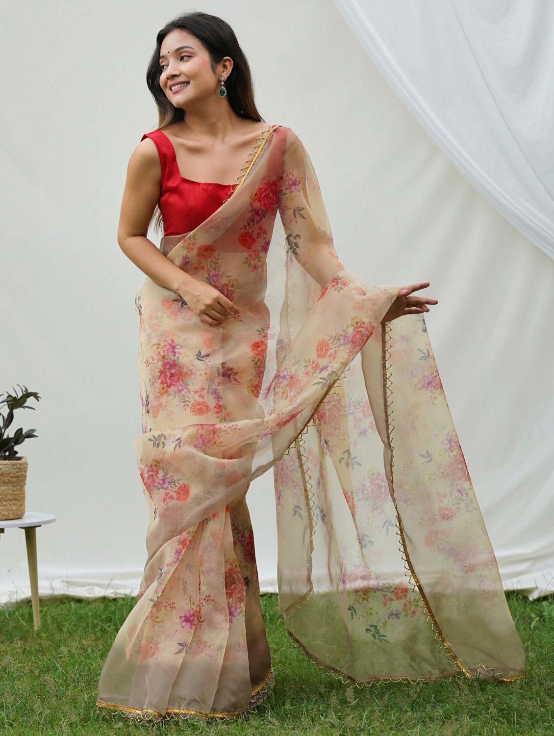 women floral printed saree - 21402122 - Standard Image - 2