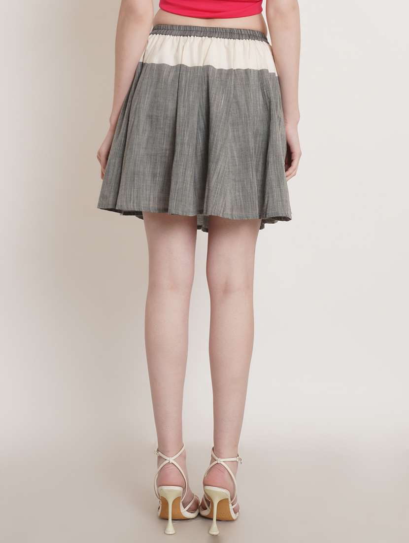 women grey cotton flared skirt - 21402322 -  Standard Image - 2