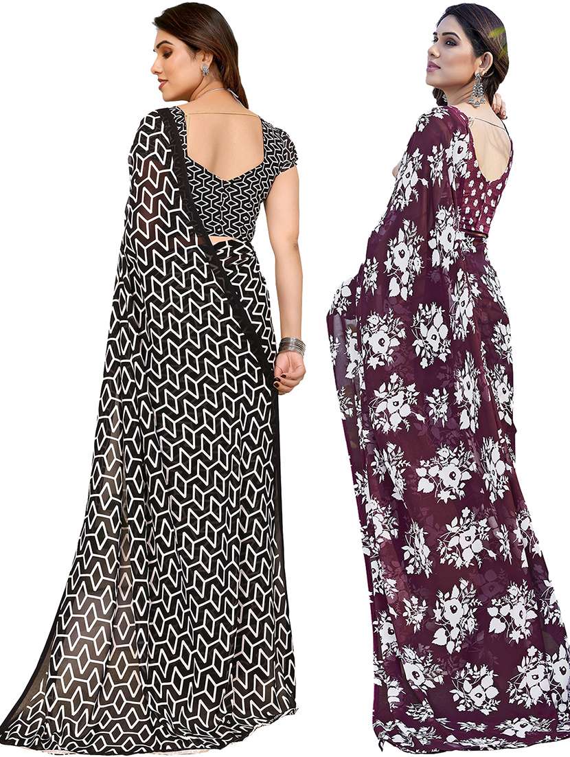 pack of 2 multi colored combo saree with blouse - 21402371 -  Standard Image - 2