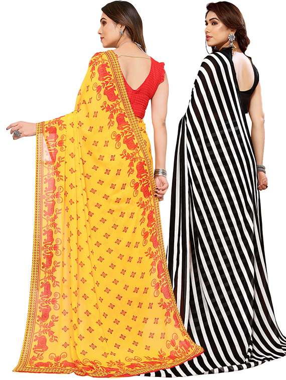 pack of 2 printed casual wear sarees with blouse - 21402391 -  Standard Image - 2