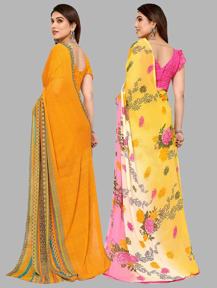 pack of 2 printed casual wear sarees with blouse - 21402403 -  Standard Image - 2