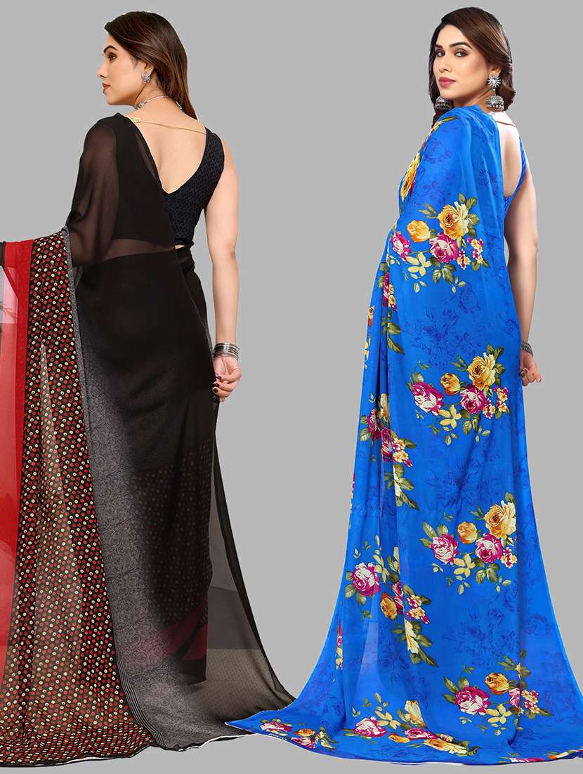 pack of 2 printed casual wear sarees with blouse - 21402417 -  Standard Image - 2