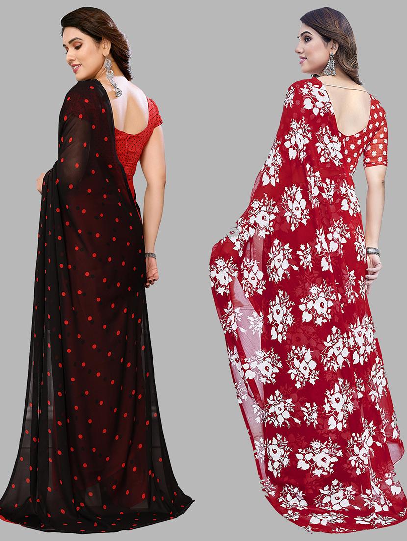 pack of 2 printed casual wear sarees with blouse - 21402418 - Standard Image - 2