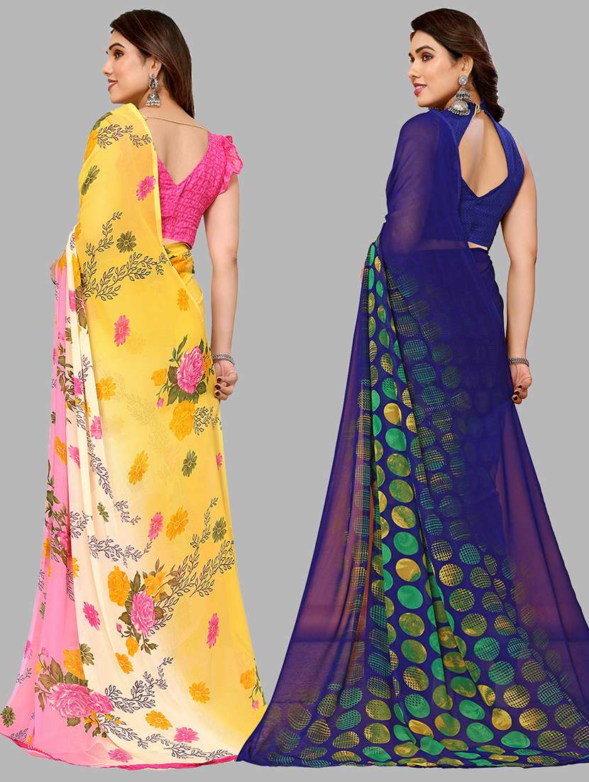 pack of 2 printed casual wear sarees with blouse - 21402420 -  Standard Image - 2