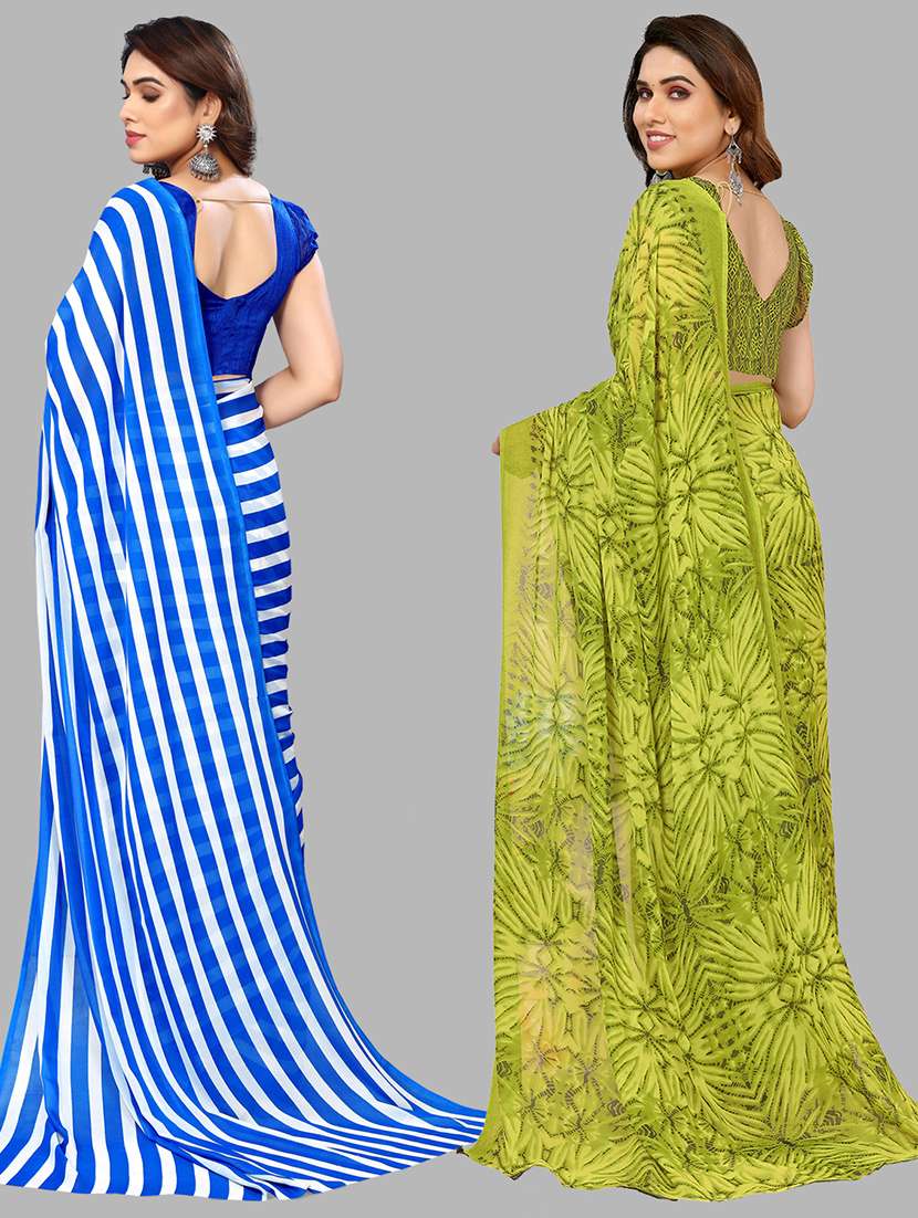 pack of 2 printed casual wear sarees with blouse - 21402438 -  Standard Image - 2