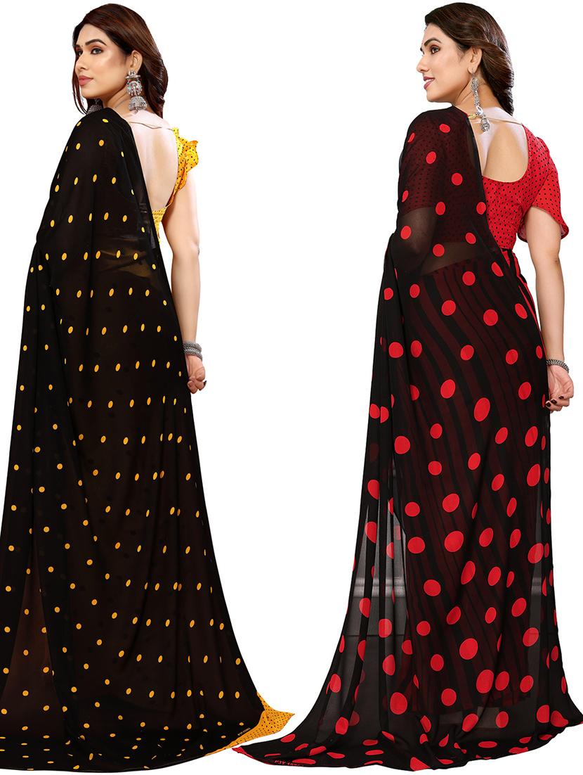 pack of 2 printed casual wear sarees with blouse - 21402452 - Standard Image - 2