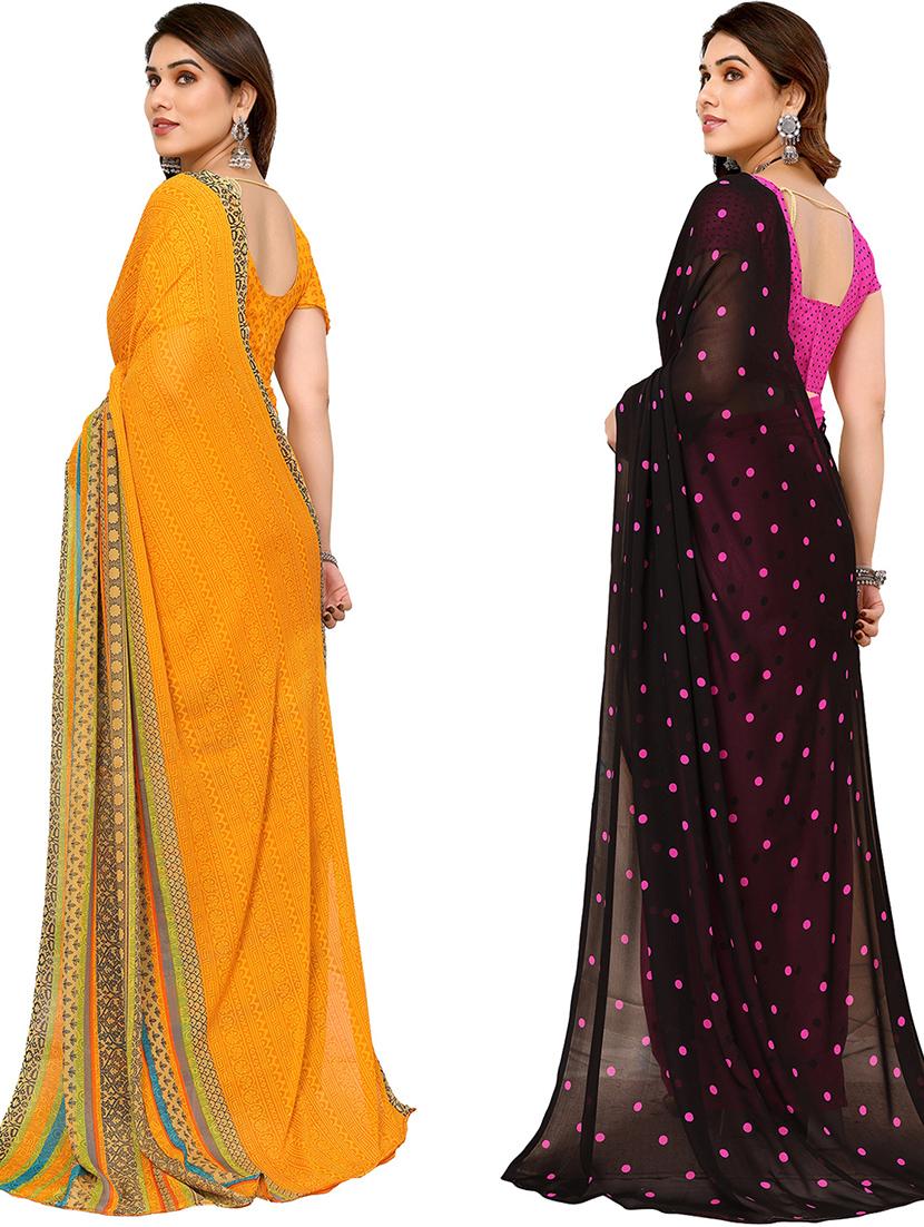 pack of 2 printed casual wear sarees with blouse - 21402460 - Standard Image - 2