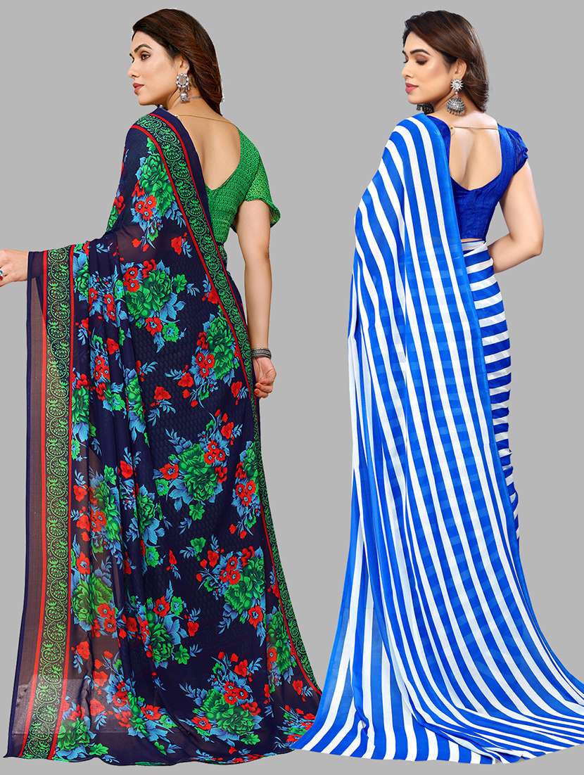 pack of 2 printed casual wear sarees with blouse - 21402463 -  Standard Image - 2