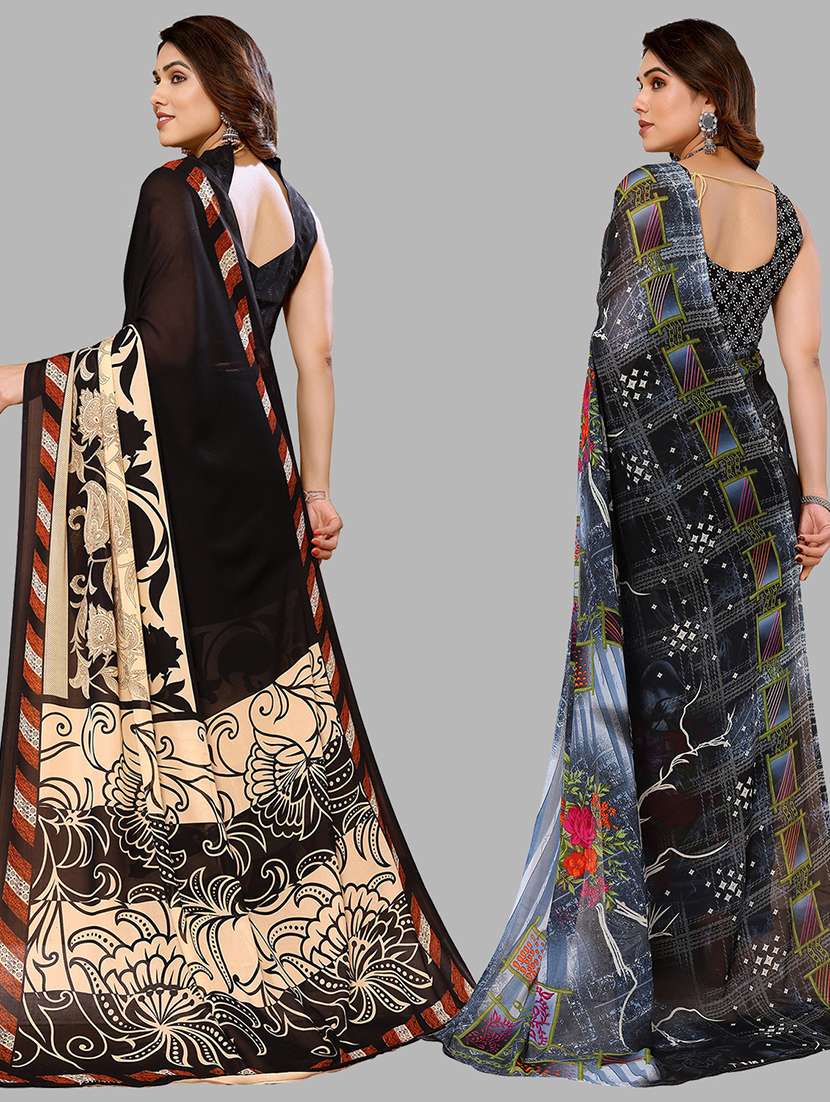pack of 2 printed casual wear sarees with blouse - 21402468 -  Standard Image - 2