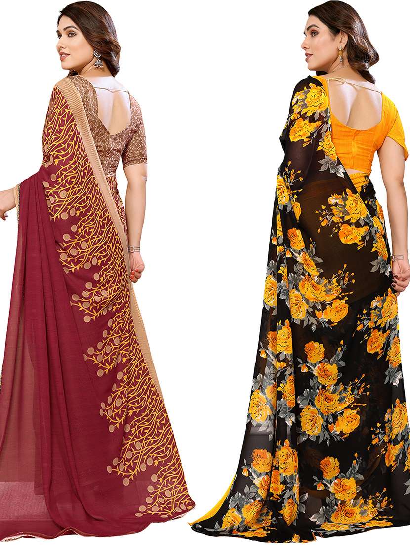 pack of 2 printed casual wear sarees with blouse - 21402473 -  Standard Image - 2