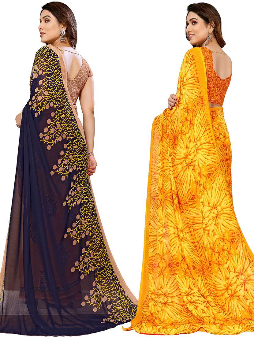 pack of 2 printed casual wear sarees with blouse - 21402491 -  Standard Image - 2