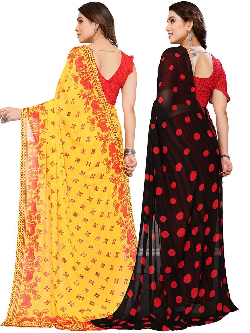 pack of 2 printed casual wear sarees with blouse - 21402537 -  Standard Image - 2