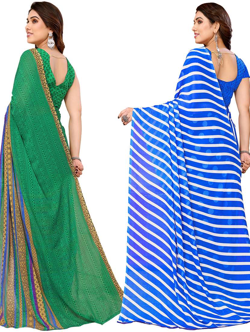 pack of 2 printed casual wear sarees with blouse - 21402596 -  Standard Image - 2