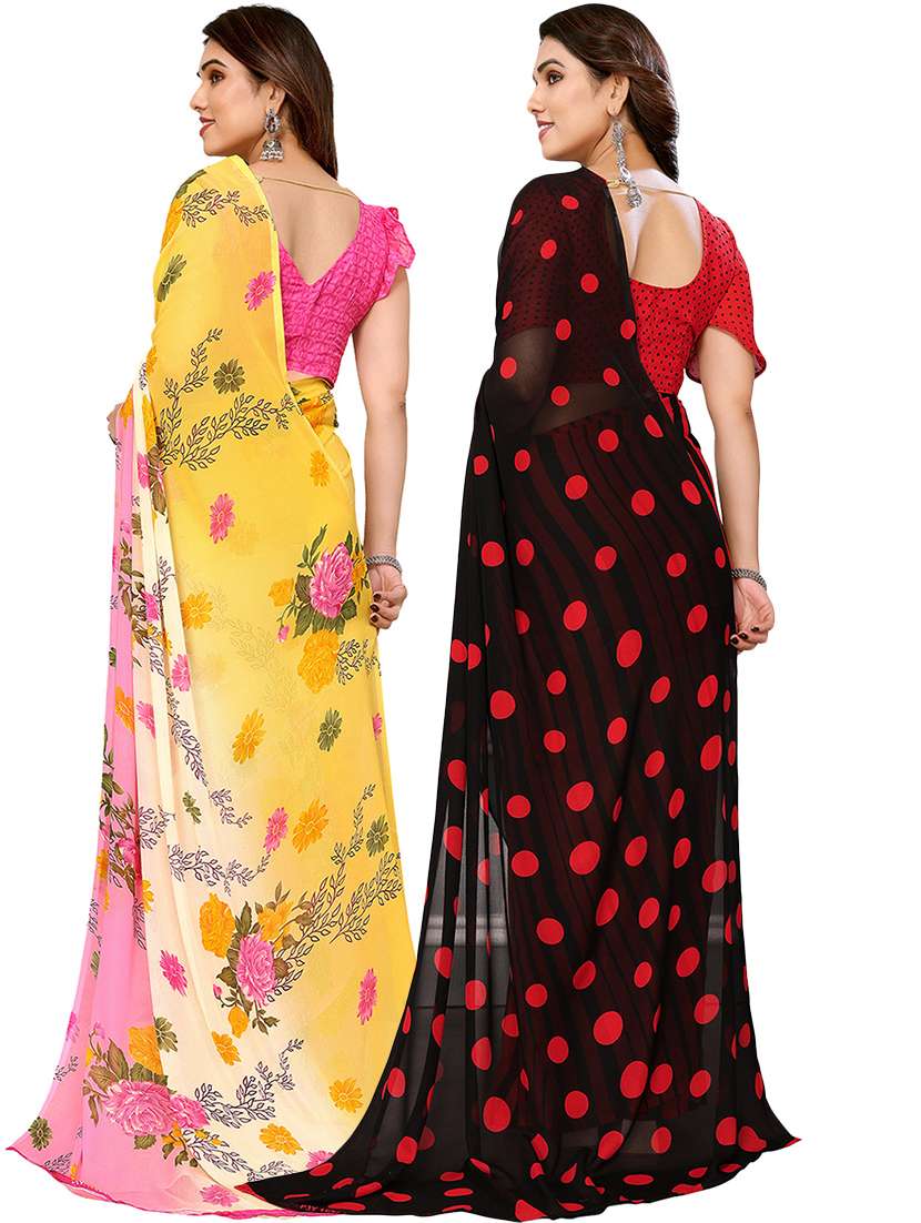 pack of 2 printed casual wear sarees with blouse - 21402601 -  Standard Image - 2