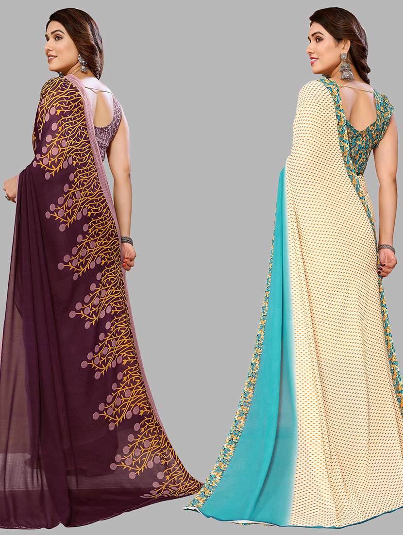 pack of 2 printed casual wear sarees with blouse - 21402604 -  Standard Image - 2