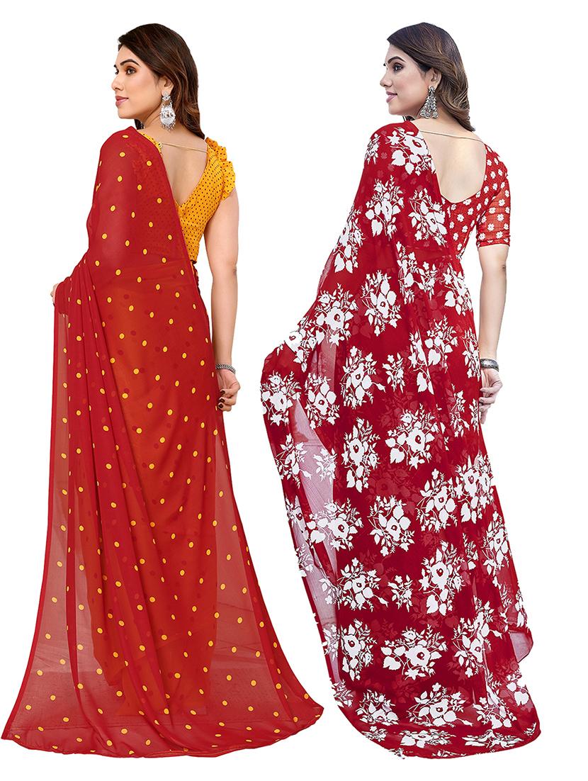 pack of 2 printed casual wear sarees with blouse - 21402625 - Standard Image - 2