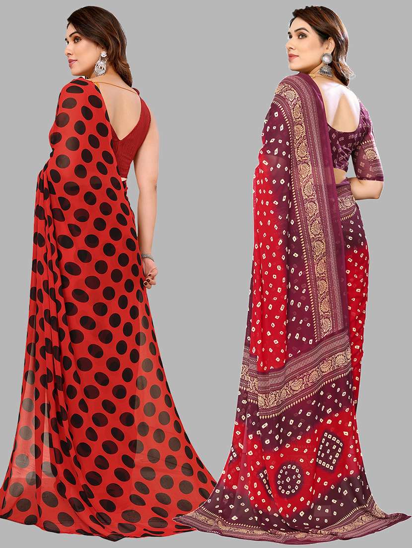 pack of 2 printed casual wear sarees with blouse - 21402634 -  Standard Image - 2