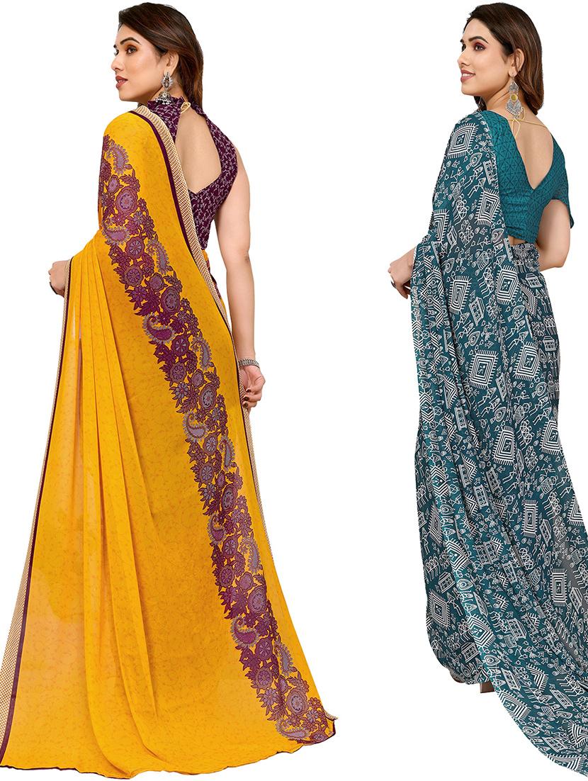 women pack of 2 printed saree with blouse - 21402667 - Standard Image - 2