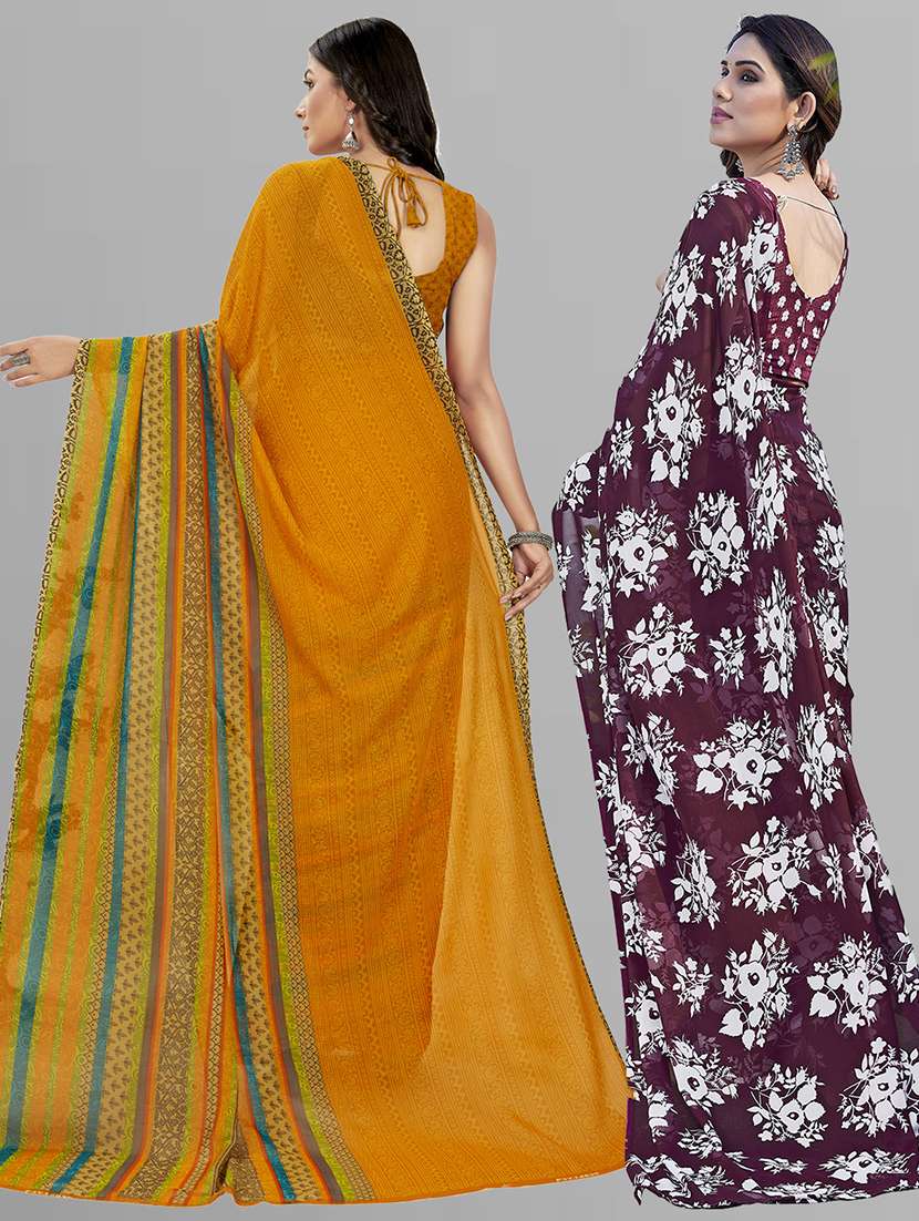 pack of 2 printed casual wear sarees with blouse - 21402676 -  Standard Image - 2