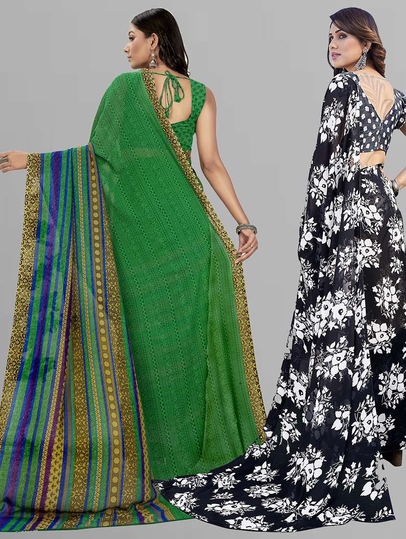 pack of 2 printed casual wear sarees with blouse - 21402683 -  Standard Image - 2