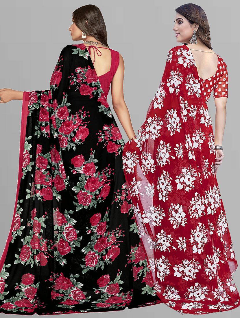 women pack of 2 printed saree with blouse - 21402694 - Standard Image - 2