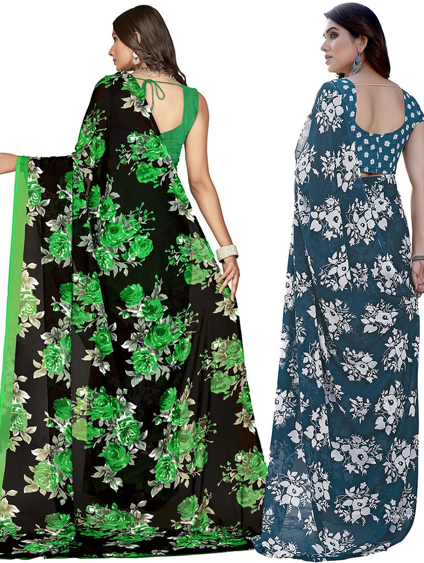 women pack of 2 printed saree with blouse - 21402695 - Standard Image - 2