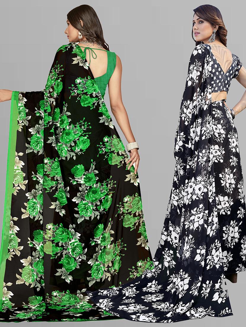 pack of 2 printed casual wear sarees with blouse - 21402708 - Standard Image - 2