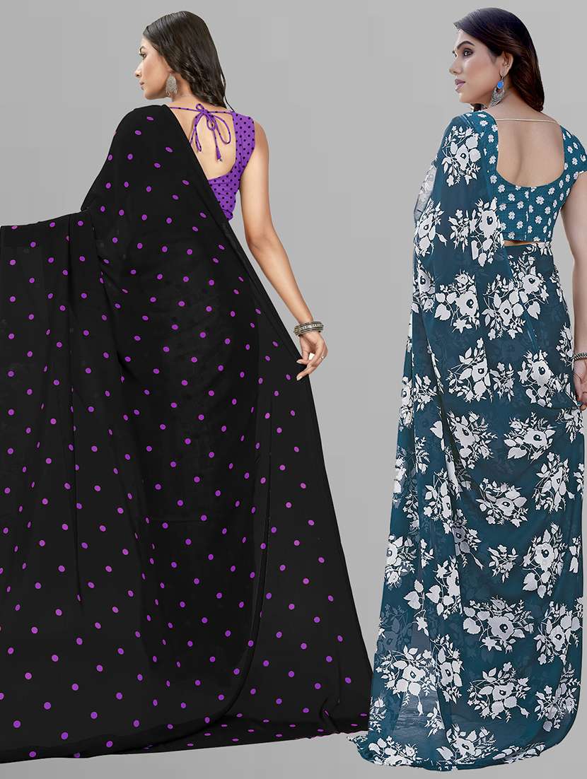 pack of 2 printed casual wear sarees with blouse - 21402717 -  Standard Image - 2