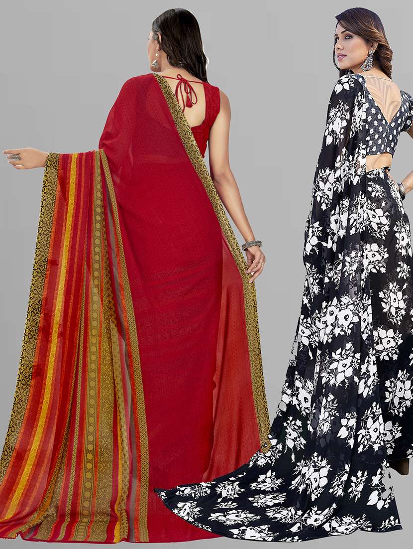 pack of 2 printed casual wear sarees with blouse - 21402733 -  Standard Image - 2