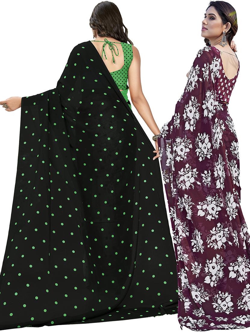 pack of 2 printed casual wear sarees with blouse - 21402763 - Standard Image - 2