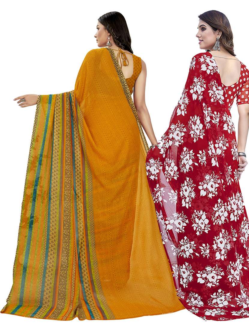 pack of 2 printed casual wear sarees with blouse - 21402776 -  Standard Image - 2